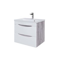 Тумба подвесная "ТАЛИС-60 см" с 2-я ящ.(ум.Classika-60) бетон пайн/белый глянец арт-106010 — фото 1, Тумбы под раковину