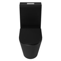 Унитаз напольный Grossman (640х360х835) безободковый,черный матовый с тонкой крышкой,микролифт,смыв торнадо,2 места арт-GR-4458BMSQ — фото 1, Напольные унитазы