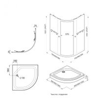 ДШ "Альфа-Голд" 90х90, 1/4 круга (1 место) арт-Щ0000073922 — фото 2, Душевые уголки четверть круга