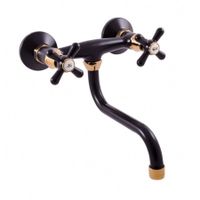 MORAVA RETRO - смеситель кухонный настенный, ЦВЕТ ЧЕРНЫЙ МАТОВЫЙ/ЗОЛОТО арт-MK101.5/21CMATZ — фото 1, Смесители для кухни