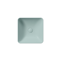 раковина накладная NUBES 38x38 без перелива голубой матовый арт-903815 — фото 1, Раковины накладные