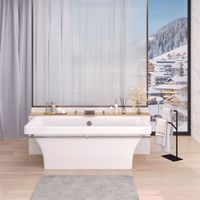 Ванна CRETE 180см из литьевого мрамора NOVA GEL с хромированным полотенцедержателем/ Aqua de Marco 1180WCKRI_GEL — фото 2, Ванны