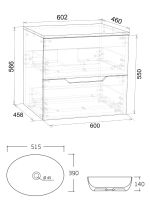Orange Line Li-60TugMDF+B05-520W тумба с раковиной подвесная 60 см, графит/белый Li-60TugMDF+B05-520W — фото 1, Тумбы с раковиной