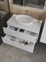 Orange Line тумба с раковиной подвесная 100 см, белый арт-Li-100TuwMDF+B05-520W — фото 4, Тумбы с раковиной