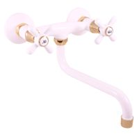 MK101.5/21BZ MORAVA RETRO - смеситель кухонный настенный, ЦВЕТ БЕЛЫЙ ГЛЯНЦЕВЫЙ/ЗОЛОТО — фото 1, Смесители для кухни