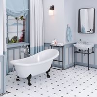 Ванна EDELWEISS 170 см из литьевого мрамора NOVA GEL с чёрными ножками/ Aqua de Marco 1170WBlEDE_GEL — фото 2, Ванны