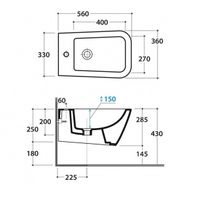 Биде GLOBO STONE подвесное с одним отверстием цвет белый STS09BI — фото 3, Биде подвесные
