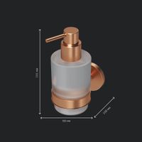 X-Joy, Стеклянный диспенсер для жидкого мыла с настенным держателем, роз. золото арт-A85A36944 — фото 5, Дозаторы