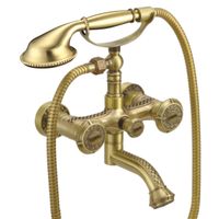 Jasmine Смеситель для ванны, пов.излив 152мм держ.на теле лейка, р/ДВ, бронза, LM, арт-LM6614B — фото 1, Смеситель для ванны