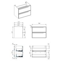 Тумба под раковину подвесная La Fenice Elba TWIN FNC-01-ELB-C-80-2, бежевая — фото 2, Тумбы под раковину