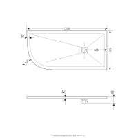 Душевой поддон асимметричный RGW ST/AR-W Белый (Комплект) 900x1200 16154129-01RK — фото 2, Душевые поддоны