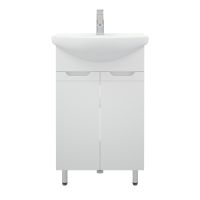 тумба Омега 55 (Элеганс 55) 2 двери напольная белая без умывальника арт-MFR80002WT — фото 1, Тумбы под раковину