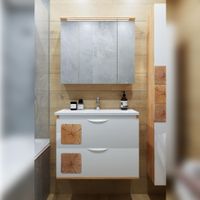 Комплект мебели для ванной Бриклаер Форест 80B, дуб золотой/белый — фото 1, Комплекты мебели для ванной