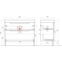 Напольная тумба с двумя ящиками 101 см, цвет белый с умывальником VAN01102N — фото 4, Тумбы с раковиной