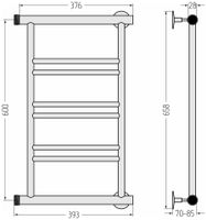 Полотенцесушитель водяной Стилье Минор 0601 600х400 (2+2+2) П Без покрытия 00601-6040 — фото 4, Водяные полотенцесушители