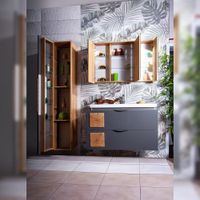 Комплект мебели для ванной Бриклаер Форест 100, дуб золотой/антрацит — фото 4, Комплекты мебели для ванной