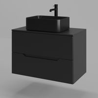 Orange Line Li-80TubMDF+B02-460MB тумба с раковиной подвесная 80 см, черный Li-80TubMDF+B02-460MB — фото 1, Тумбы с раковиной