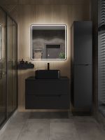 Orange Line Li-80TubMDF+B02-460MB тумба с раковиной подвесная 80 см, черный Li-80TubMDF+B02-460MB — фото 5, Тумбы с раковиной