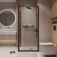 Душевое ограждение Niagara Nova (80х80х195) квадрат,черный матовый,дверь распашная,стекло прозрачное,2 места арт-NG-85-8AB-A80B-34 — фото 4, Квадратные душевые уголки