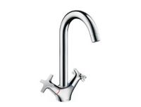 Смеситель для кухни, Hansgrohe, Logis M32, тип открывания воды-двухвентильный, тип регулирования воды-керамическая кран-букса, монтаж-на раковину/столешницу, отверстия для монтажа-1, высота, мм-283, вынос излива, мм-145, тип излива-поворотный, тип подводки-гибкая, стандарт подвода воды-3/8", цвет-хром арт-71285000 — фото 1, Смесители для кухни