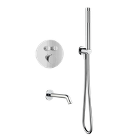 Набор для комплектации ванны с изливом и термостатом с регулировкой напора, хром арт-AQM8407CR — фото 1, Встраиваемые душевые комплекты