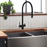 Смеситель для кухни ЧЕРНЫЙ с гибким изливом (черный) под фильтр из нержавеющей стали EKO, EKO05-160 EKO05-160MatBlack — фото 1, Смесители для кухни