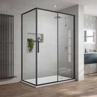 Душевой уголок Slim-U VSR-2SU9012CLB, 1200*900, м.черный, стекло прозрачное — фото 1, Прямоугольные душевые уголки