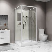 Душевая кабина Niagara Standart (100х100х200) квадрат,поддон 15см,распашная,проф.белый,без крыши,3 места арт-ST100/15Q/BK — фото 3, Душевые кабины