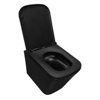 Унитаз подвесной Azario Teramo 490х345х355 безободковый, слив скрытое торнадо, быстросъемное сиденье микролифт, черный матовый арт-AZ-0052-UQ3MB — фото 1, Подвесные унитазы