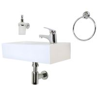 Раковина маленькая GS, 45x25x12 cm, отверстие справа. белая керамика арт-32577 — фото 6, Раковины накладные