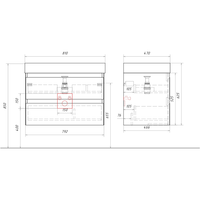 Подвесная тумба с двумя ящиками 81 см, цвет морская дюна с умывальником GE01082MD — фото 2, Тумбы с раковиной