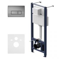 I012704.8031 Pro инсталляция для подвесного унитаза с пневматич клавишей Pro M пластик, мат никель — фото 1, Инсталляции для унитазов