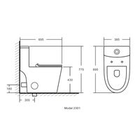 Унитаз-моноблок Azario ANSA 385х695x775 безободковый, в комплекте с сиденьем дюропласт микролифт, белый арт-AZ-2301 — фото 14, Напольные унитазы