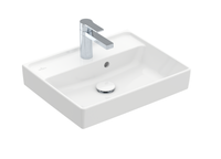 Раковина, Villeroy&Boch, Collaro, ширина, мм-500, глубина, мм-400, высота, мм-150, тип установки-подвесной, отверстия для смесителя-1, с переливом, материал-TitanCeram, цвет-альпийский белый арт-43345G01 — фото 1, Раковины подвесные