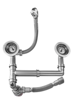 Сифон Bettoserb для мойки на 2 чаши 3 1/2" арт-125335 — фото 2, Сифоны для кухонной мойки