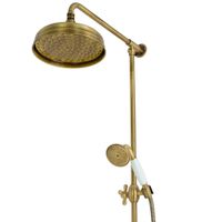 PRESTIGE Душевой настенный гарнитур (см-ль д/душа/колонна/верхний душ/шланг/ручной душ), бронза 31850 — фото 3, Душевые гарнитуры
