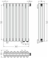 Отопительный радиатор Сунержа Эстет-00 EU50 500х360 8 секций Тёмный титан муар 15-0322-5008 — фото 4, Радиаторы отопления