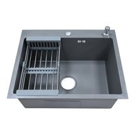 Кухонная мойка AZARIO NICOLE 600х500х220 нержавеющая сталь, в комплекте сифон, диспенсер, коландер, серый арт-AZG6050N — фото 4, Кухонные мойки