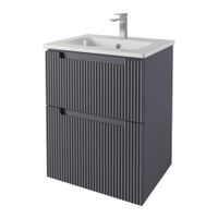 Товар: Тумба EUPHORIA, 60 см, подвесная/напольная, 2 ящика, серый базальт матовый арт-99.2021 - фото 3 Тумба EUPHORIA, 60 см, подвесная/напольная, 2 ящика, серый базальт матовый арт-99.2021 — фото 3, Тумбы под раковину