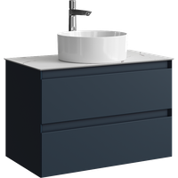 Подвесная тумба с двумя ящиками 81 см, цвет серый со столешницей мрамор белый и наставным умывальником арт-GE01082GRM+STG814X476MW — фото 5, Тумбы с раковиной