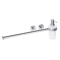 104019012 OMEGA Держатель для полотенца с дозатором для жидкого мыла, хром BEMETA — фото 1, Дозаторы