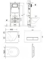 Orange Унитаз подвесной безободковый белый с инсталляцией, микролифт, кнопка смыва белая арт-CI07-100W+APB288 — фото 1, Комплекты унитаз + инсталляция