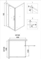 Душевое ограждение Niagara Nova NG-6601-08 (90х90х195) квадрат,хром,дверь распашная,стекло прозрачное,1 место арт-660108111 — фото 8, Квадратные душевые уголки