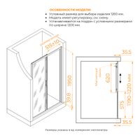 Душевая дверь RGW CL-13 1200 06091312-41 — фото 2, Душевые двери в нишу