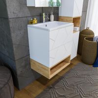 Тумба с раковиной и нишей Бриклаер , белый/дуб бунратти арт-КРИСТАЛЛ 60B — фото 6, Тумбы с раковиной