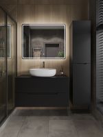 Orange Line Li-100TubMDF+B05-520W тумба с раковиной подвесная 100 см, черный/белый Li-100TubMDF+B05-520W — фото 5, Тумбы с раковиной