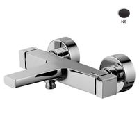 Смеситель для ванны и душа, Fima Carlo Frattini, Zeta, тип открывания воды-однорычажный, монтаж-настенный, отверстия для монтажа-2, вынос излива, мм-182, цвет-черный матовый арт-F3964/1NS — фото 1, Смеситель для ванны