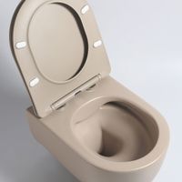 Унитаз подвесной Evo безободковый, цвет капучино матовый, ультратонкое soft-close сиденье арт-VT1-34SMC — фото 6, Подвесные унитазы