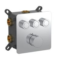 Смеситель с термостатом встраиваемый на 3 потребителя комплект с монтажной частью арт-AQM8812CR — фото 1, Смесители для душа с термостатом