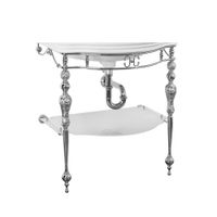 BELLA Консоль напольная 73 см. ажурная с полкой стекло, хром 20710 — фото 1, Консоли для раковины